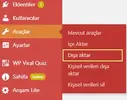 Wordpress site içeriğini dışa aktarma